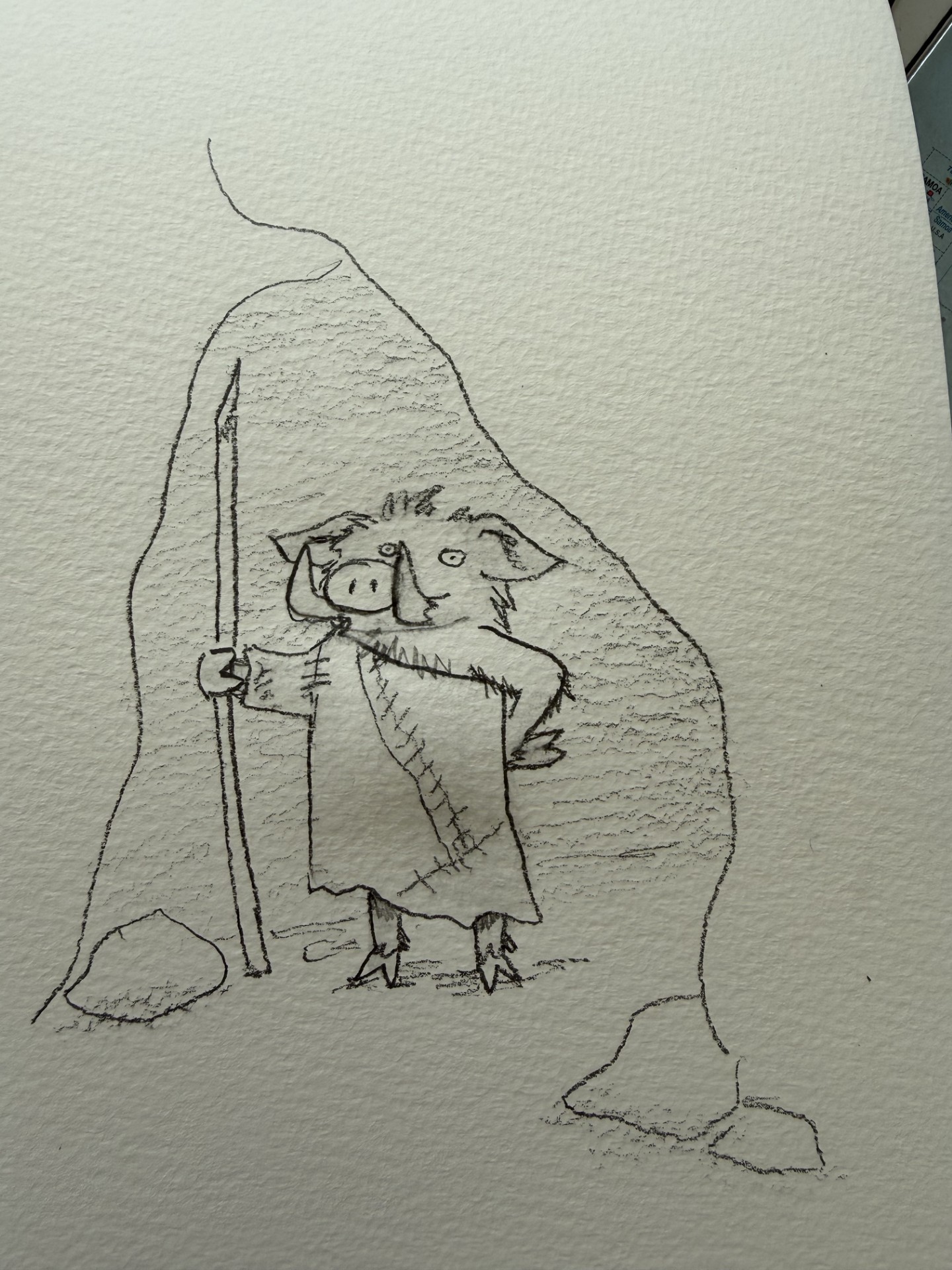 a prehistoric pig in a cave